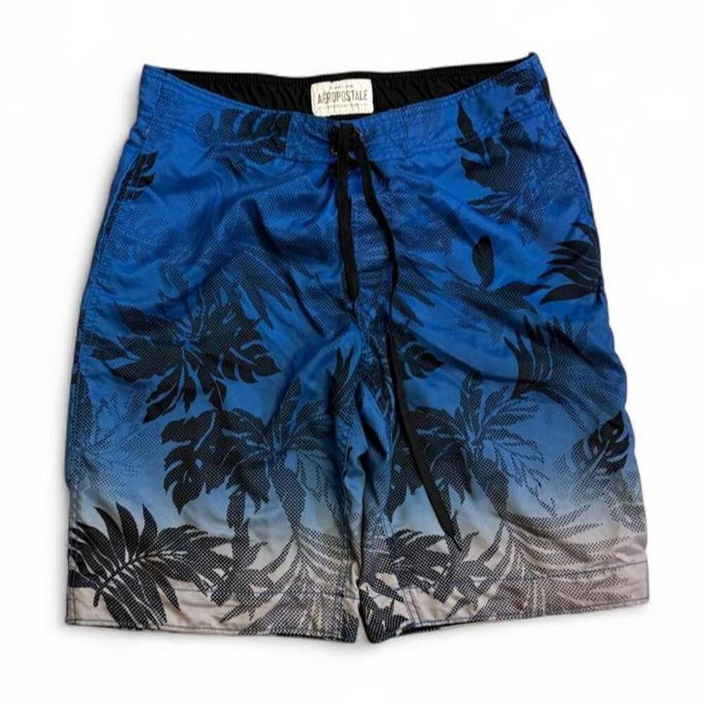 Aeropostale Vintage Y2K Blue Palm Leaf Board Shorts